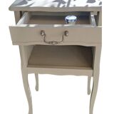 Set of two bedside tables in pearl gray painted wood 1960