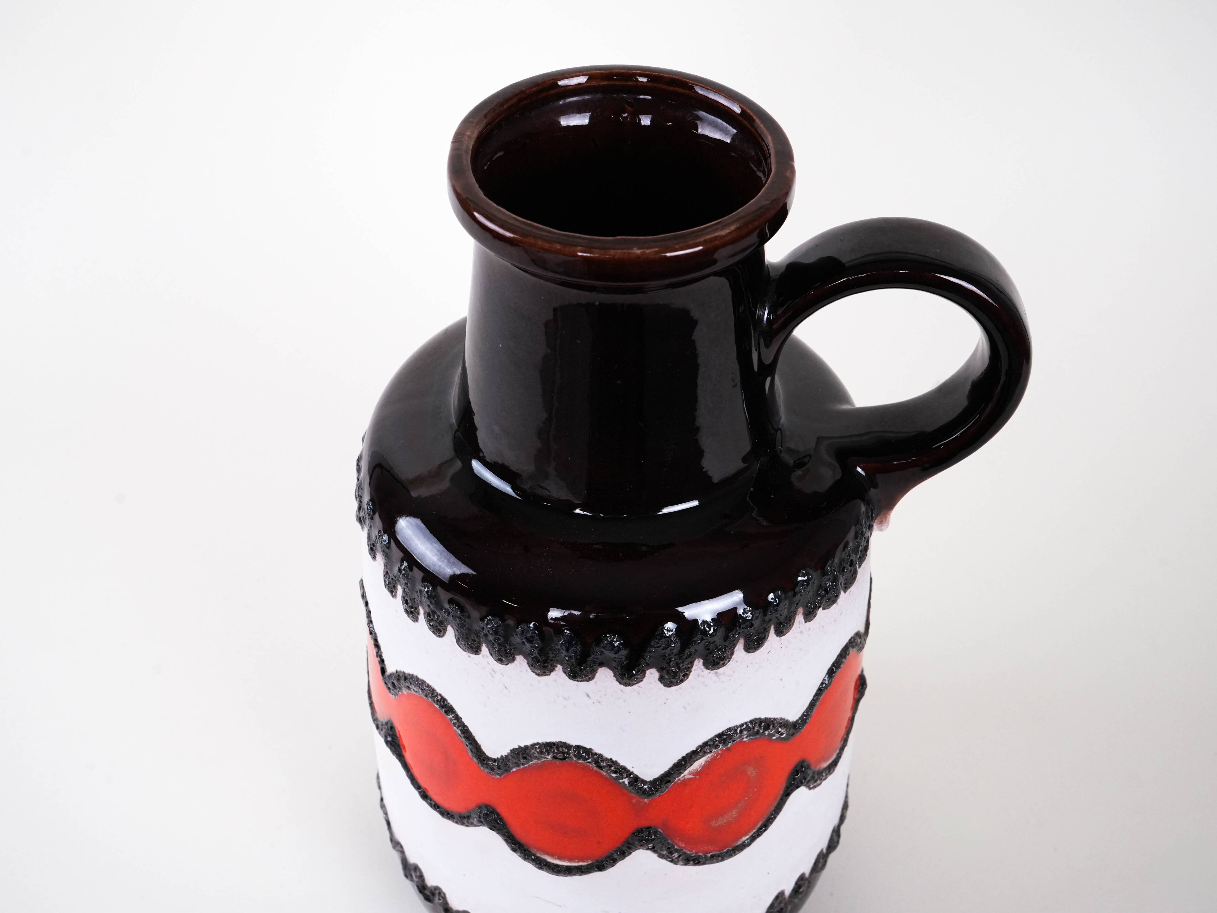 Ceramic vase with a handle, German design, 1960s, made in West Germany