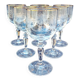 Six verres à eau, cristal ciselé, liseré or, vintage