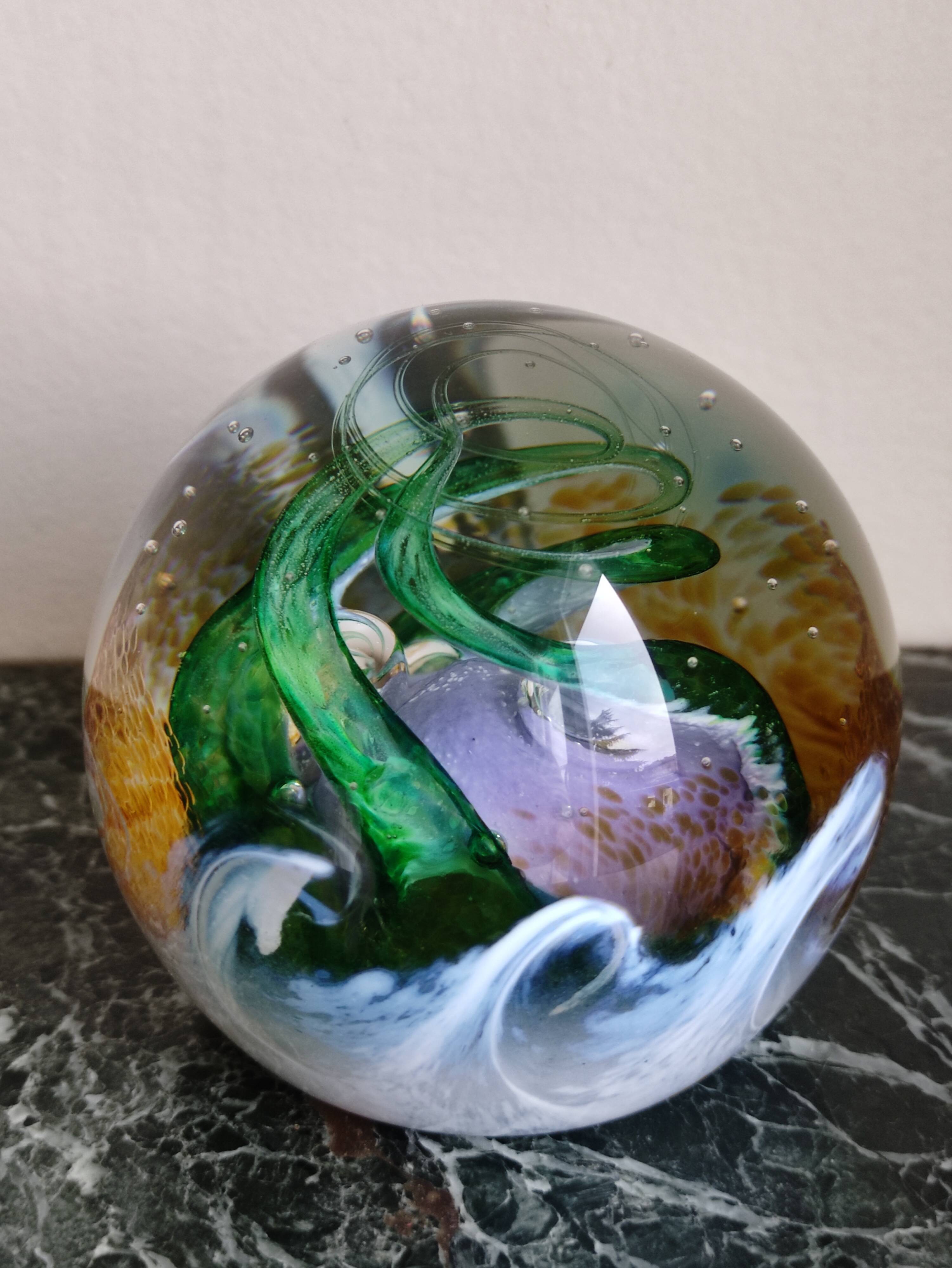 Vintage mouth-blown sulfide paperweight by Caithness Scotland