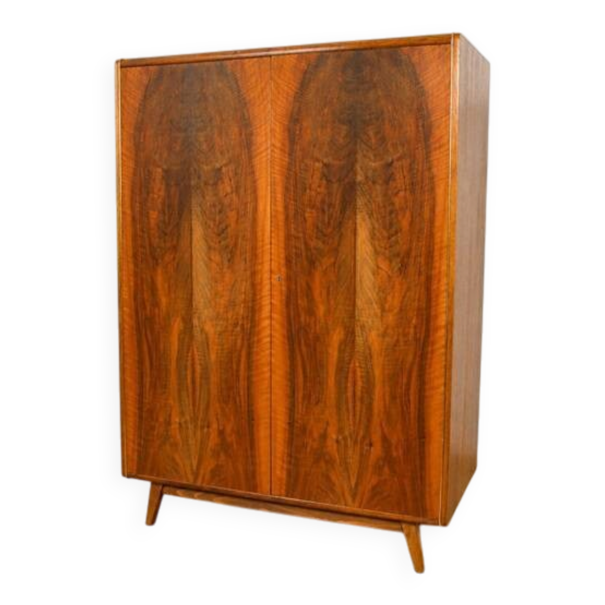Mid-Century Walnut Wardrobe Designed by Bohumil Landsman for Jitona Soběslav, Czechoslovakia, 1960s