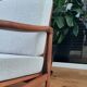 Fauteuil scandinave original Baczyk, années 1960, rénovation, beige, bois de teck