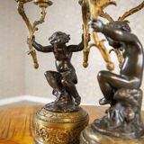 Bronze Four-Armed Candelabras, Set of 2