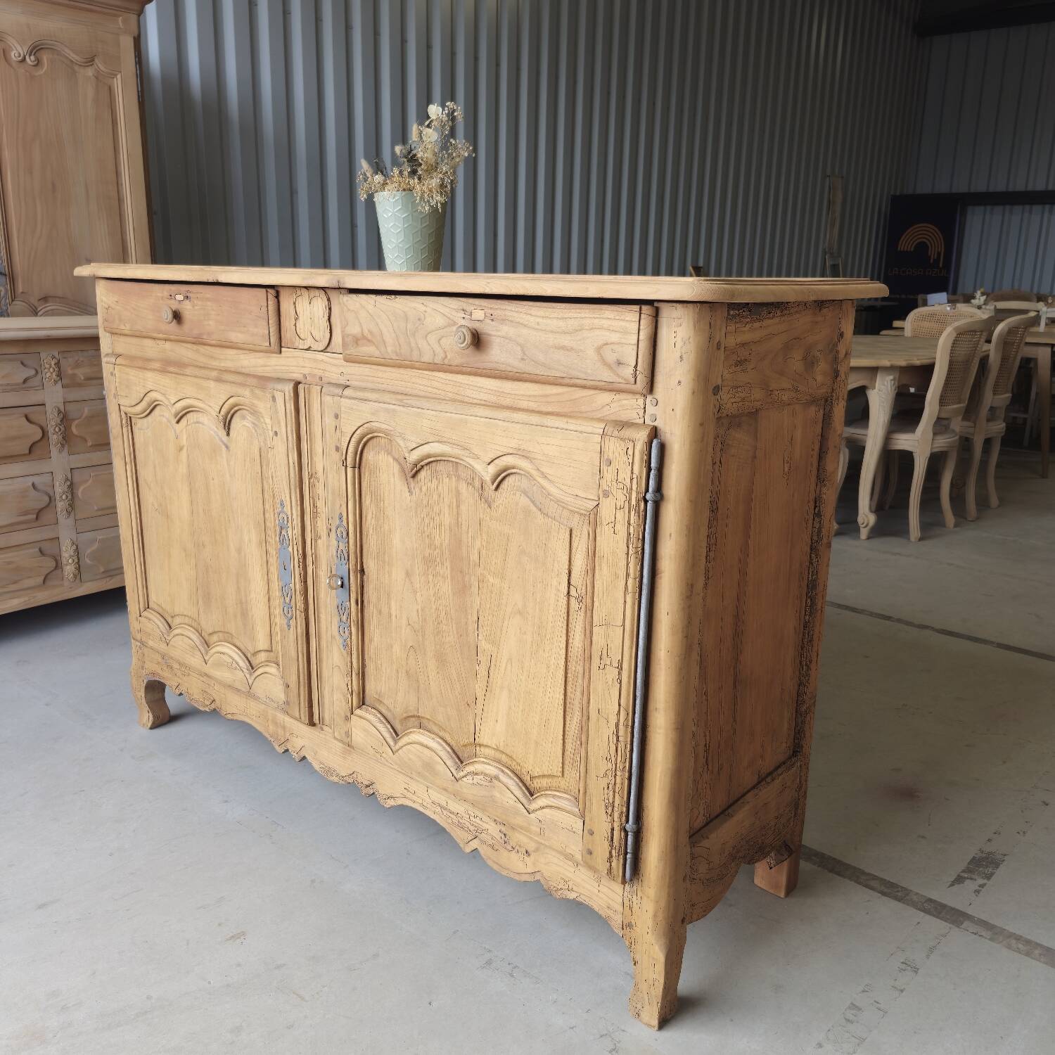 Large Louis XV style solid wood buffet, restored