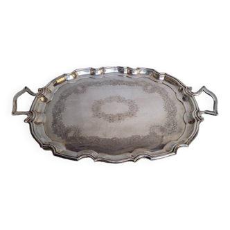 Silver metal tray 60 cm early 20th century