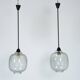 Pair of Mid-Century pendant lamps in smoked Murano glass, Italy, 1950s