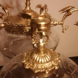 Large Gothic brass chandelier with 6 lights, 1940s.