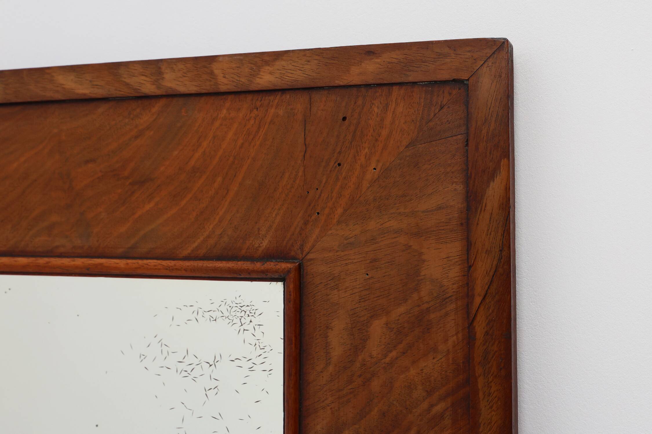 Antique rectangular walnut wall mirror, France ca. 1880