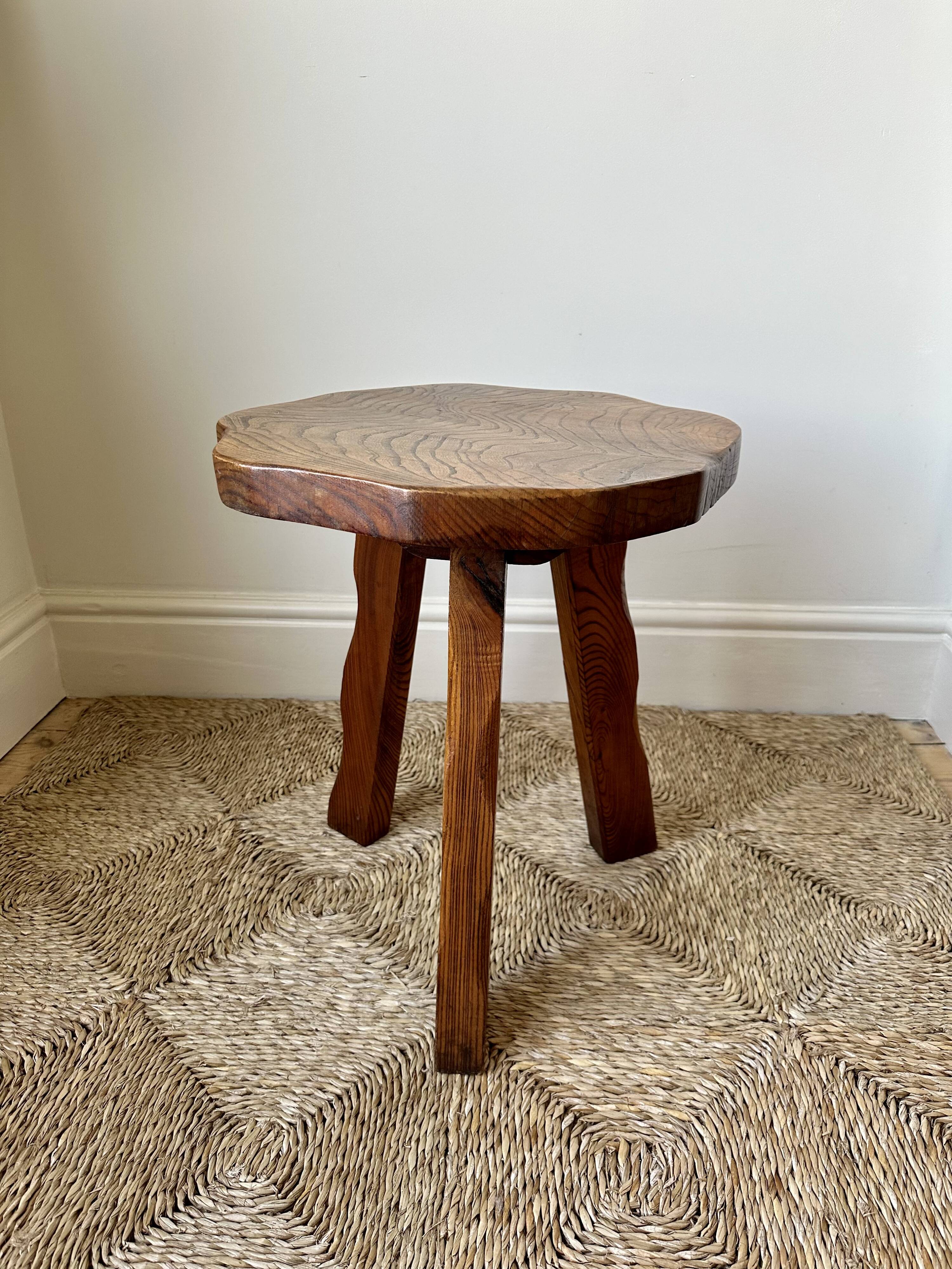 Midcentury brutalist rustic primitive side table by Wanderwood, England.