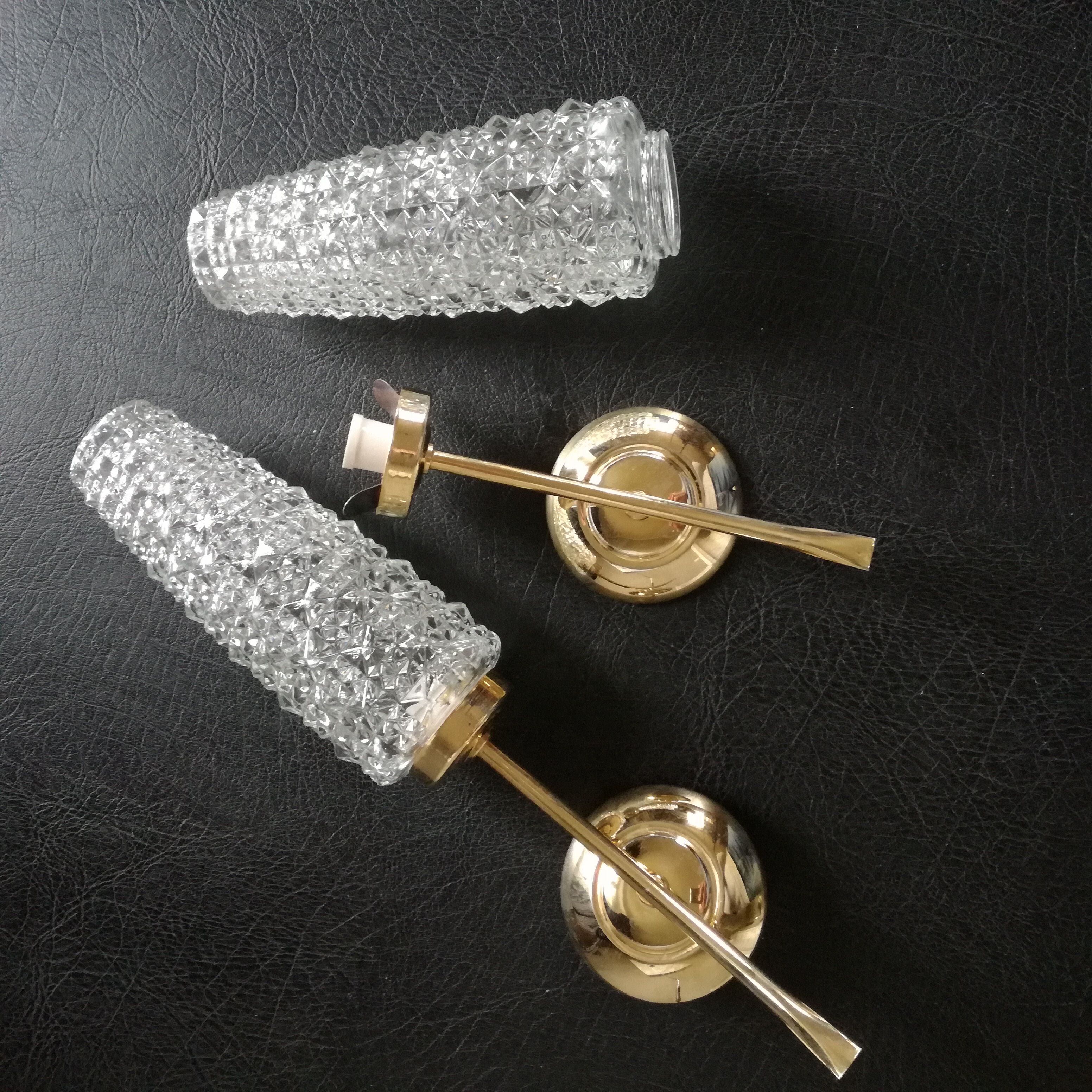 gold metal and glass sconces 1950