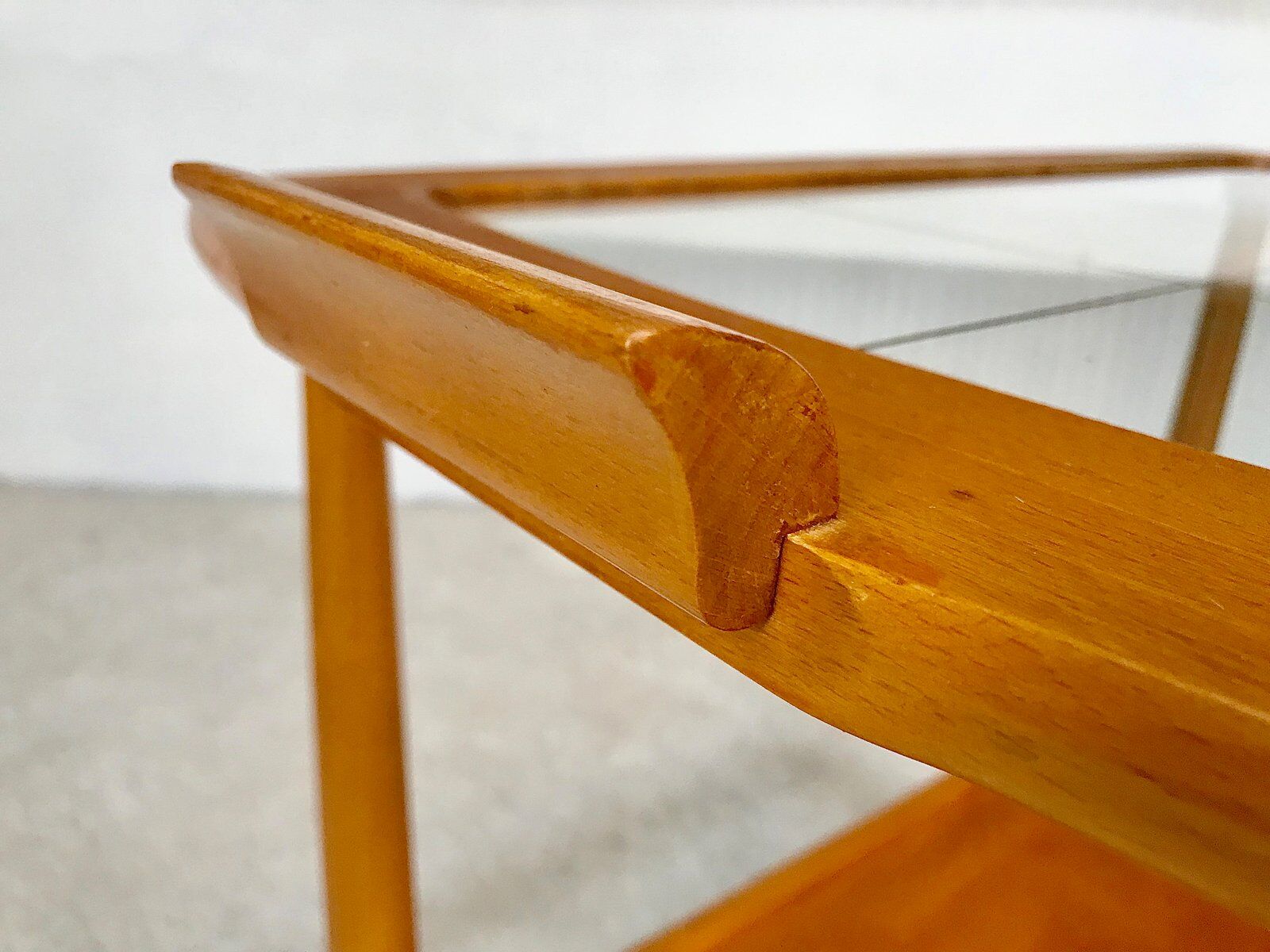 Mid-Century Modern Beech, Glass & Brass Serving Trolley, Germany 1950s
