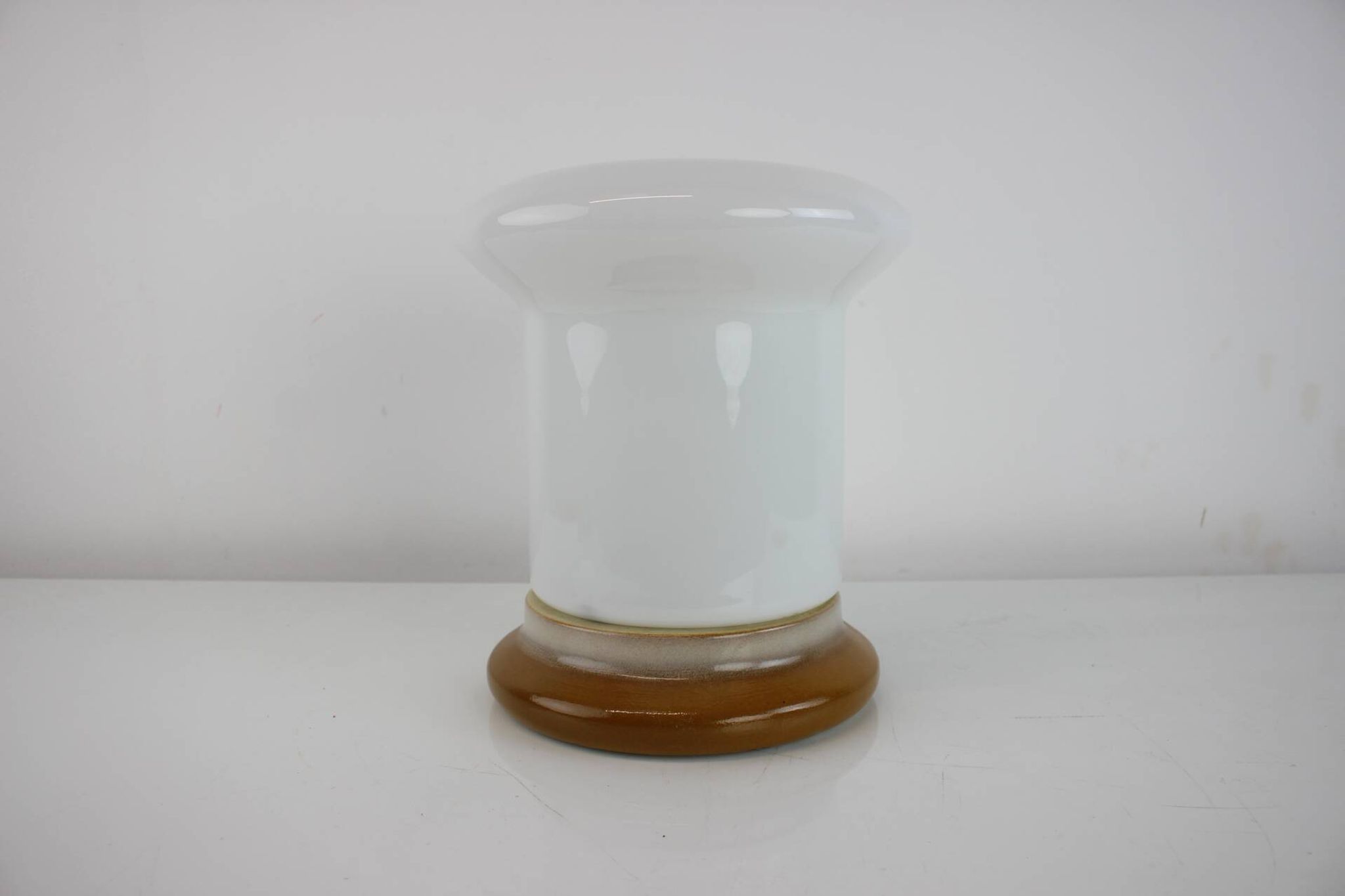 Vintage Glass and Ceramic Table Lamp Osvetlovaci Sklo Valasske Mezirici, 1970s