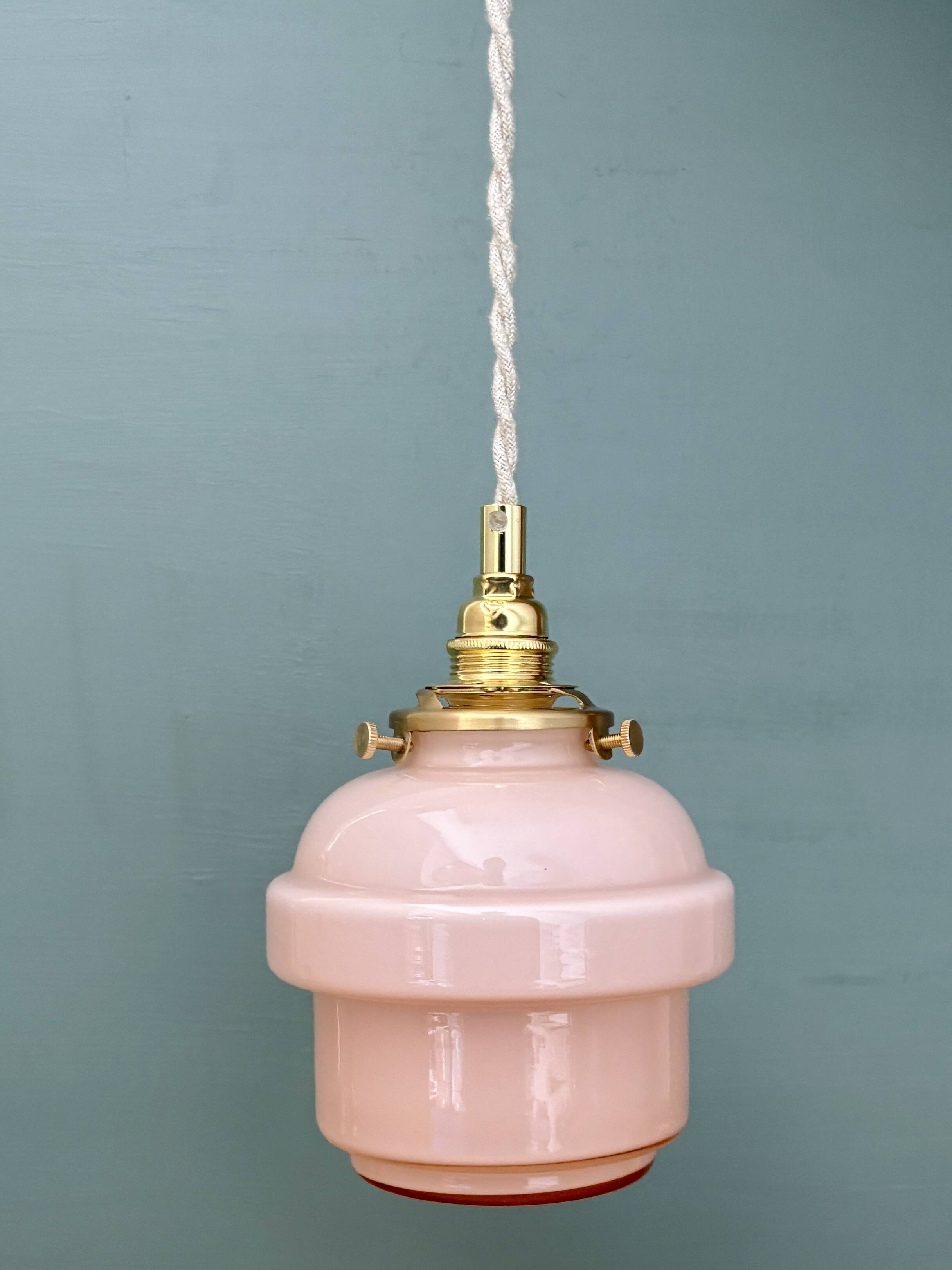Vintage pink opaline globe pendant light