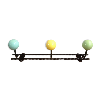 Portemanteau vintage 3 boules de couleur
