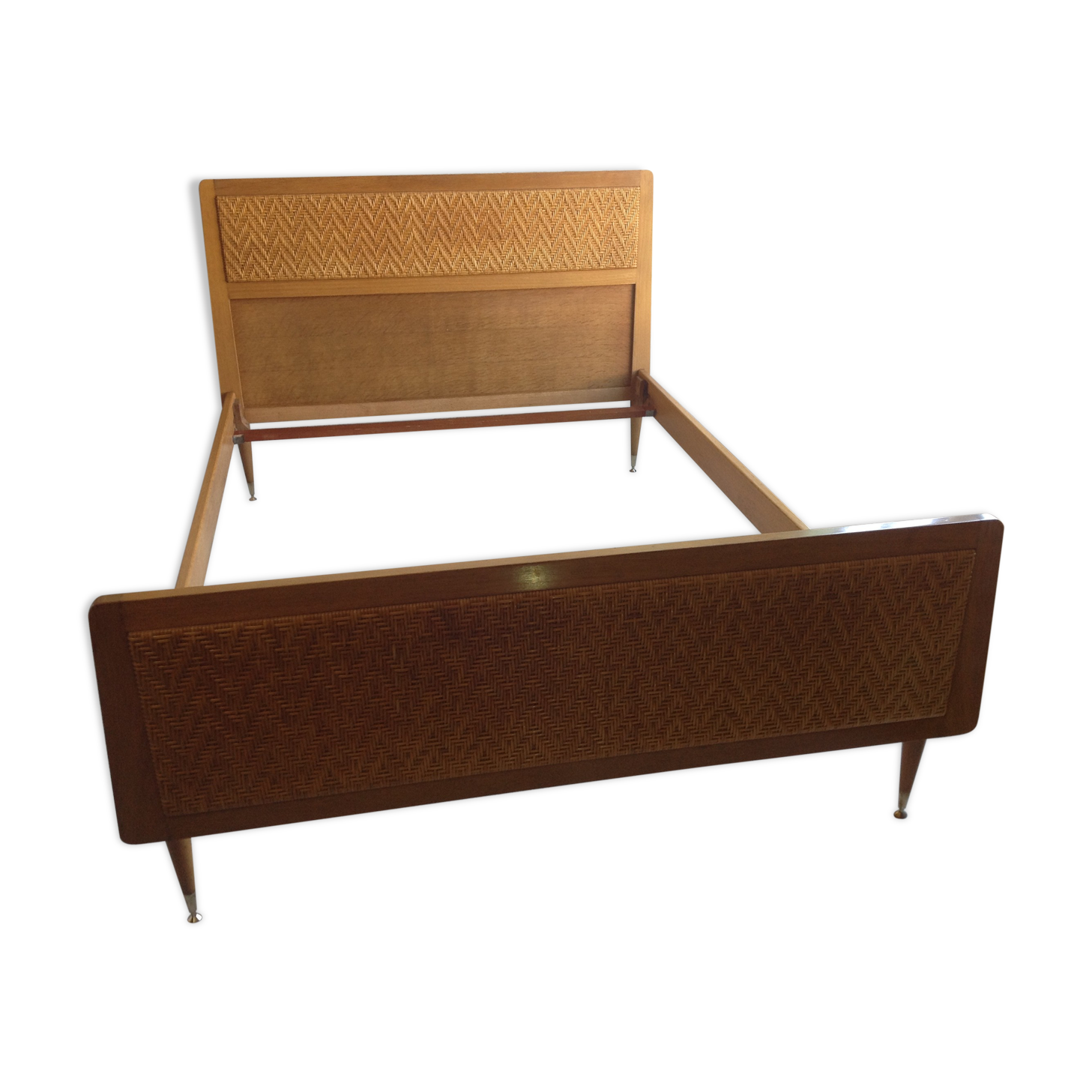 Vintage rattan wood bed