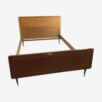 Vintage rattan wood bed