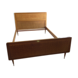 Vintage rattan wood bed