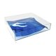 Square Clear Coffee Table by L.A. Studio with Blue Murano Glass, Italian Made