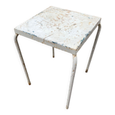 Table métal bistrot, jardin blache