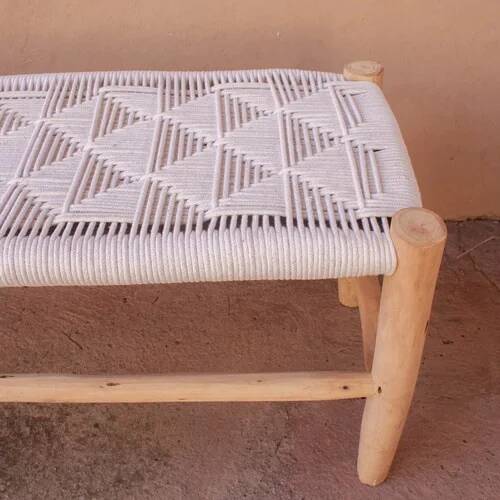 Braided white cream bench