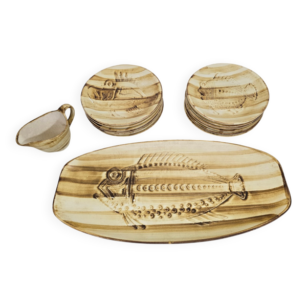 Service de table poissons par Roger Picault pour Longchamps, 1970