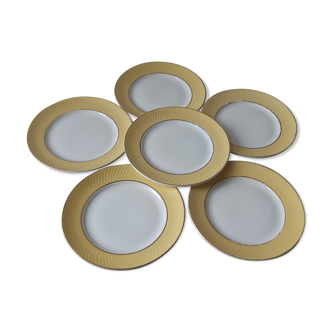 Set of 6 yellow dessert plates Moulin des Loups