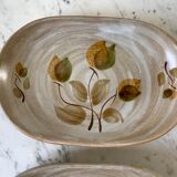 pair of sandstone / ceramic raviers Niderviller Doria Ste Radegonde hand painted 70s