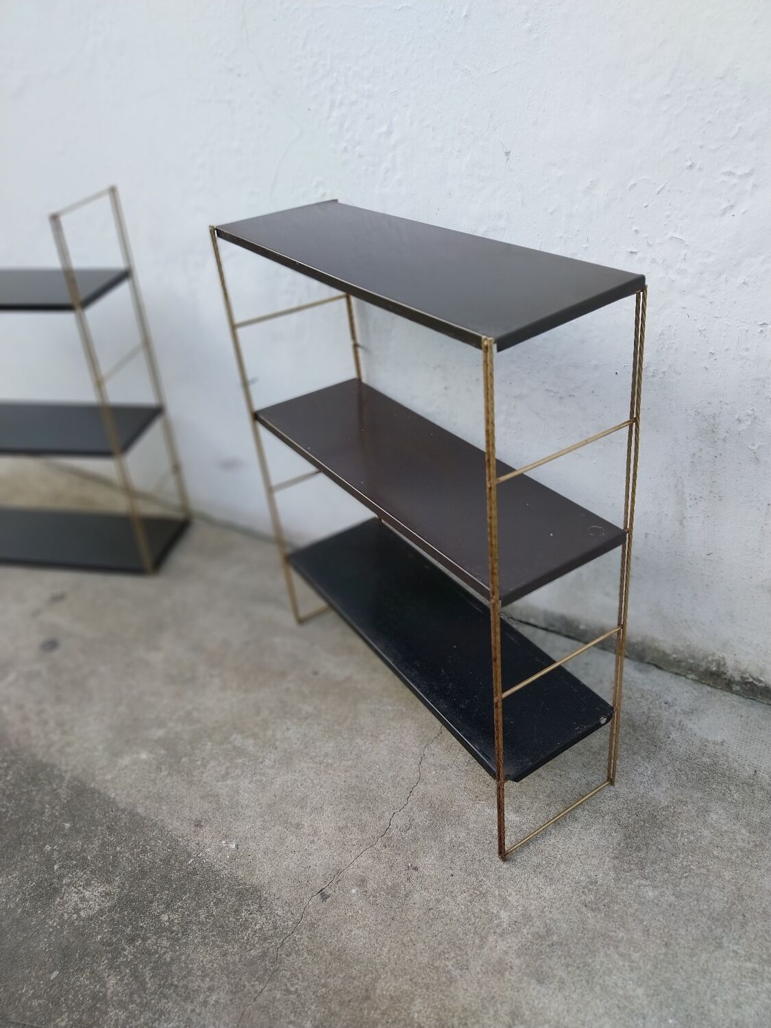 Metal wall string shelves