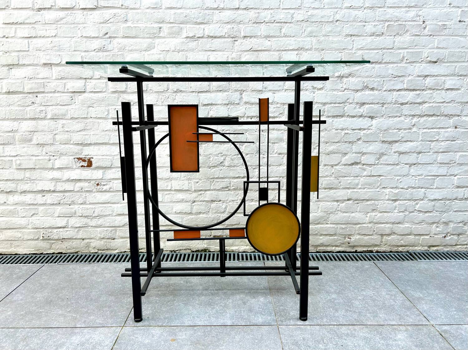 Postmodernist geometric console from the 1980s.