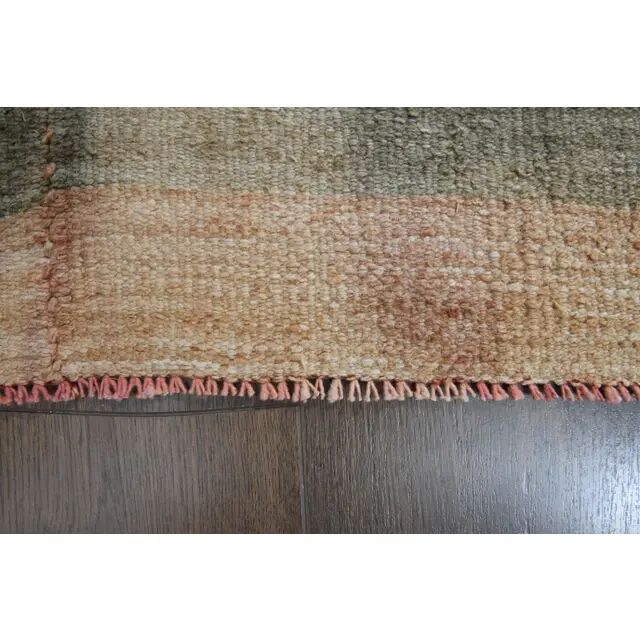 Striped Turkish Vintage Oushak Runner Handmade Wool Runner Rug 131x444