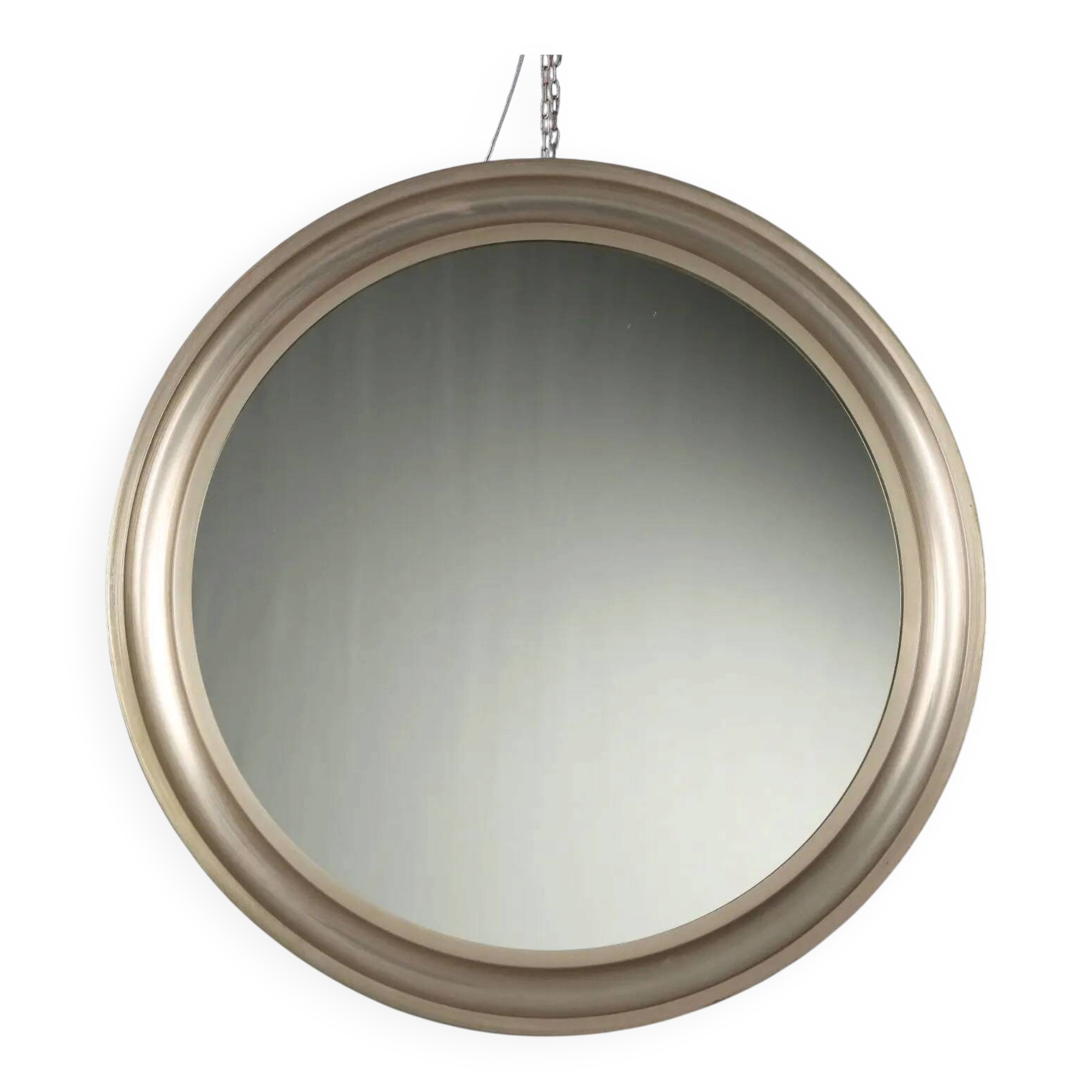 Miroir rond vintage en aluminium anodisé, design Italie, années 1960