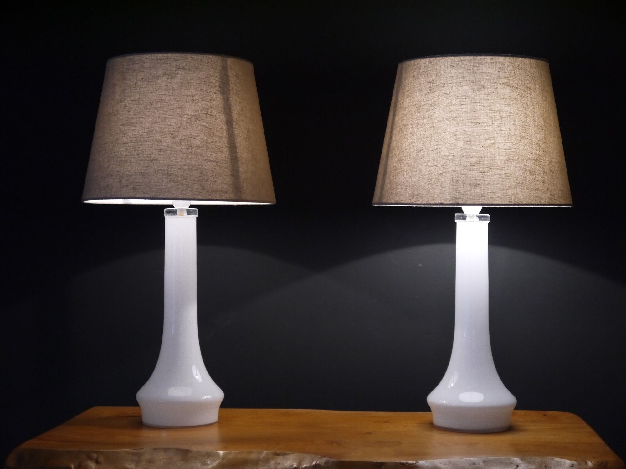 Pair of danish glass lamps 1960