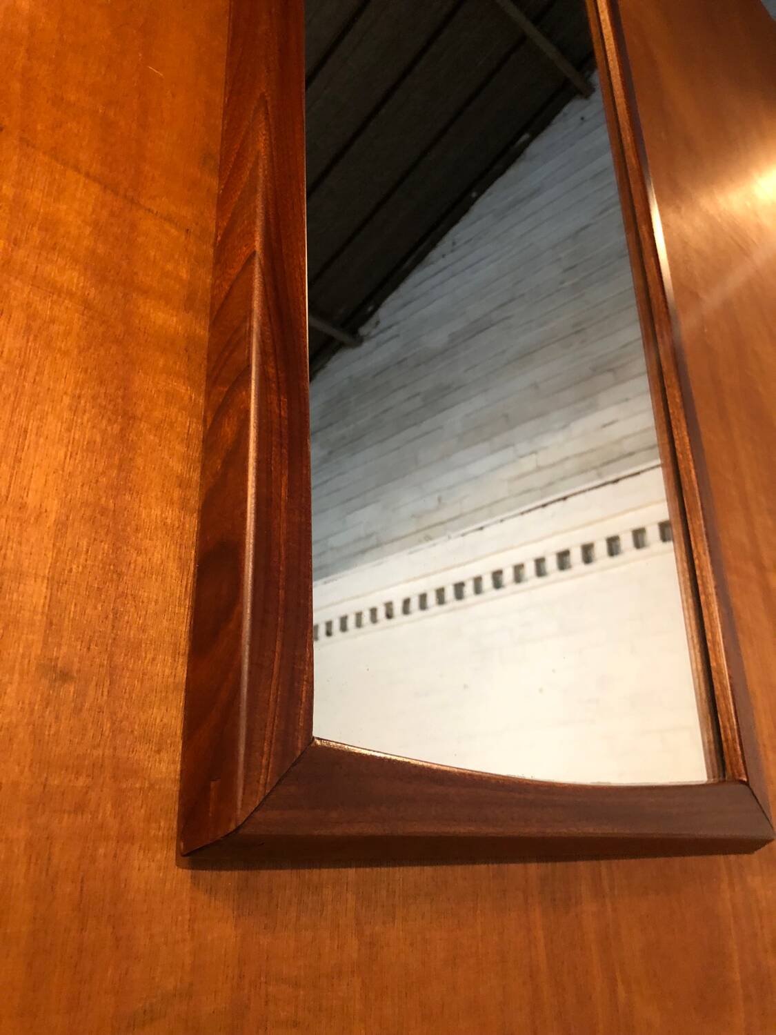 Scandinavian teak mirror circa 1960