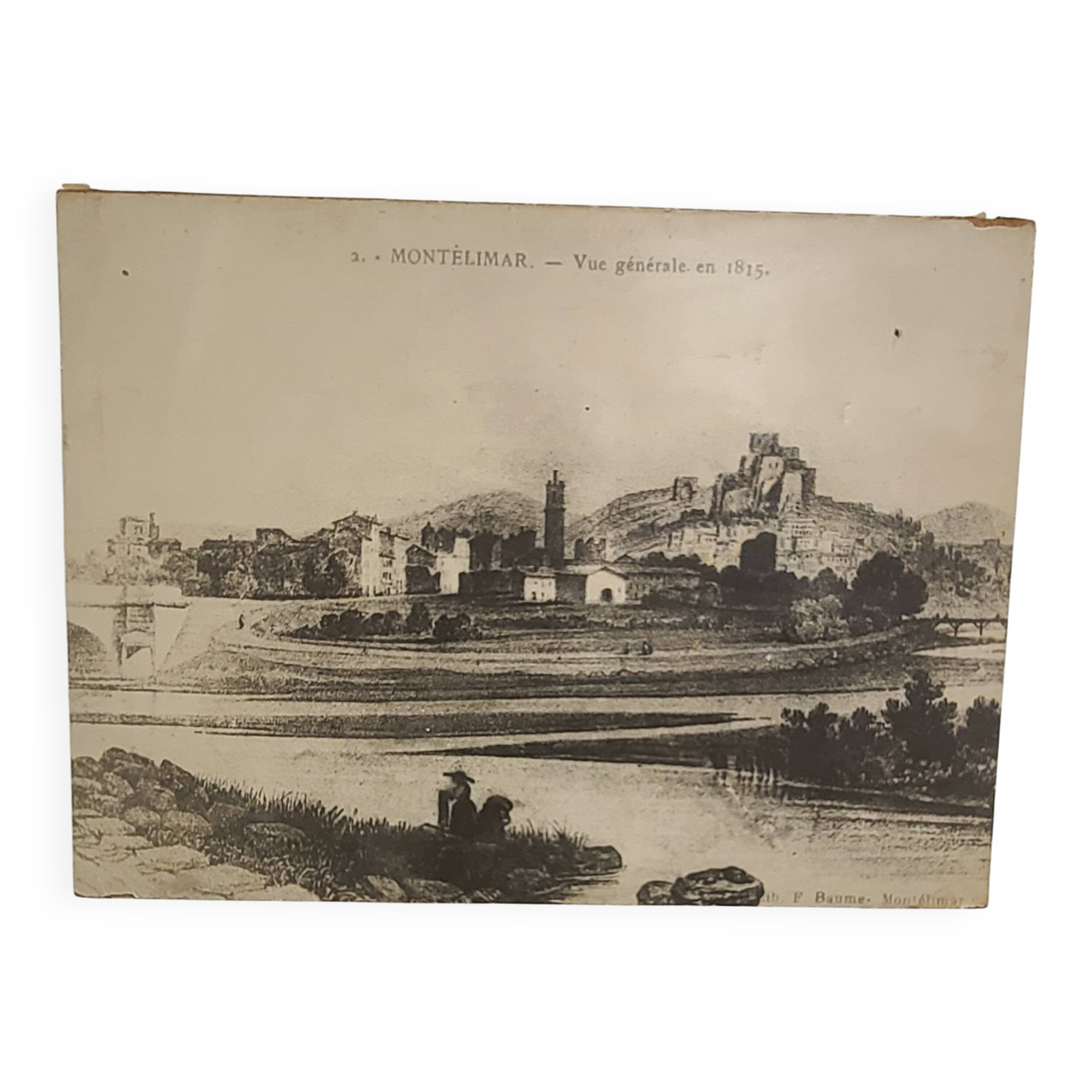 Old View of Montélimar in 1815 - Lib. F. Baume (Large Size)