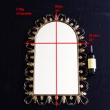 Large arched mirror with acanthus leaves and scrolls in gold metal from deknudt, 1960s