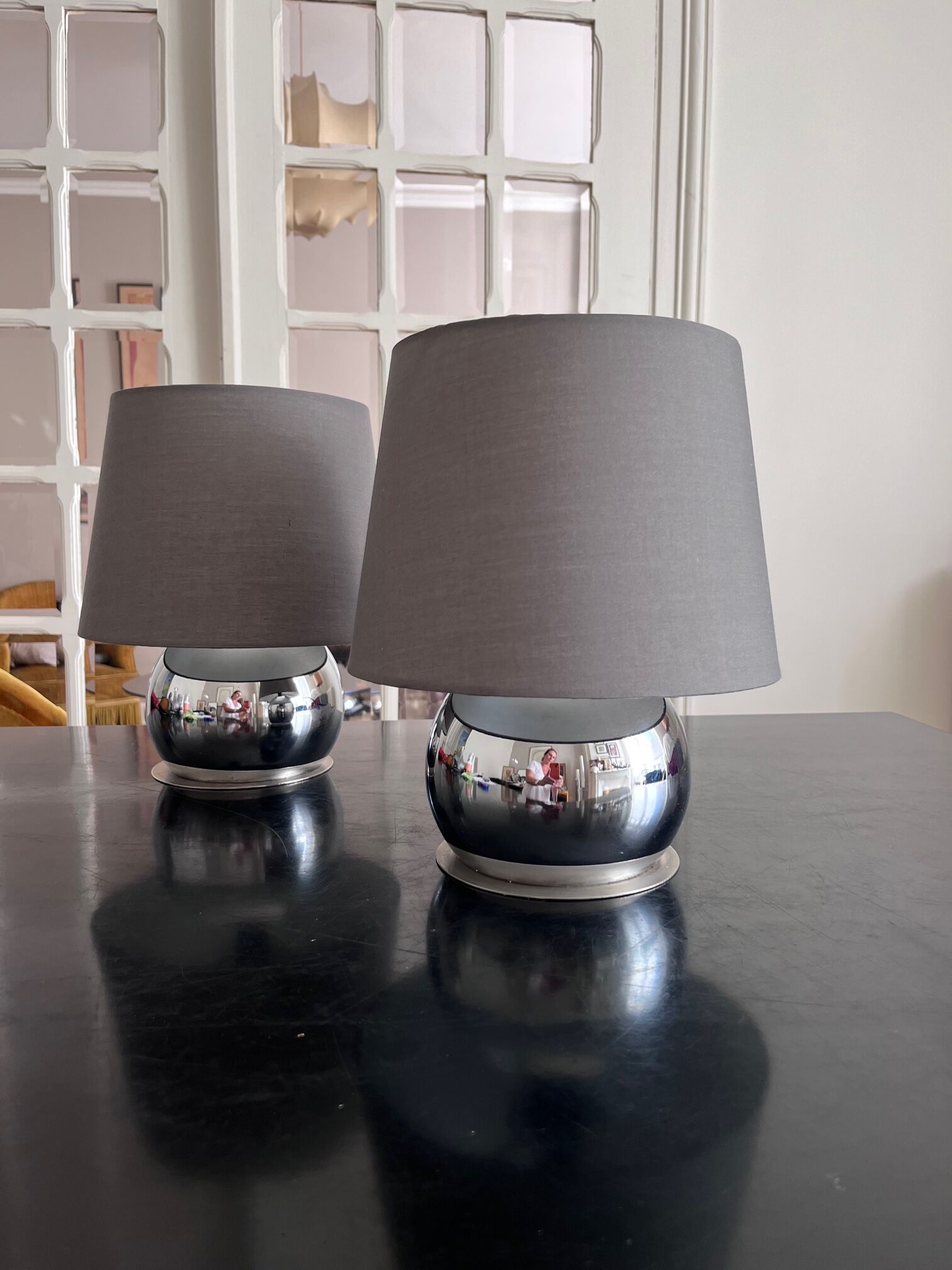 Pair of chrome lamps 1970