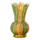 Vintage French Majolica Style Ceramic Corn Vase: 1950s Barbotine Pottery