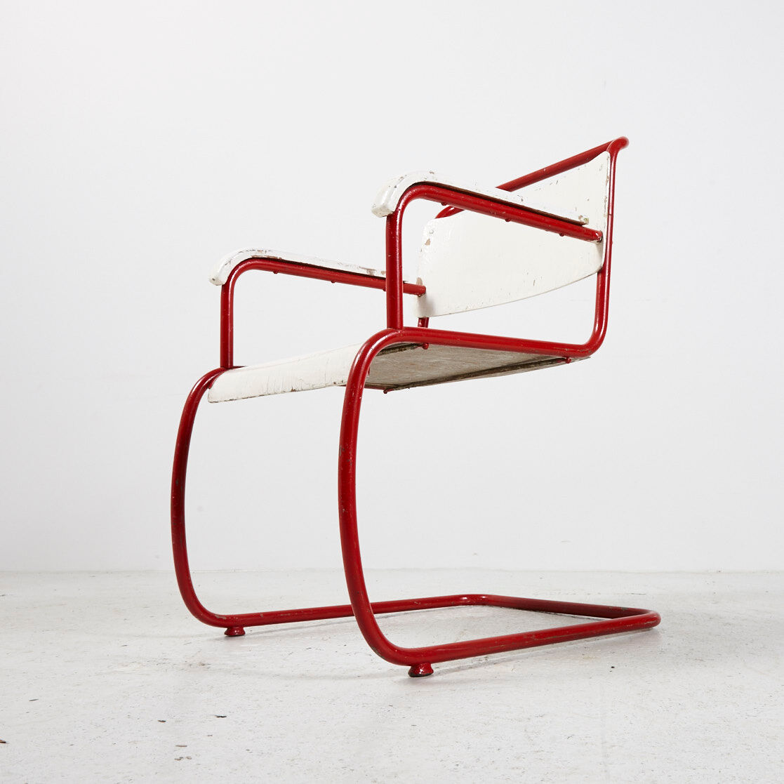 Red & white bauhaus armchair
