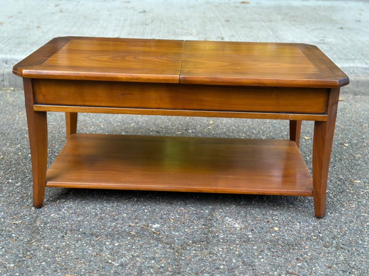 Solid wood bar coffee table DASRAS France sliding top storage 1