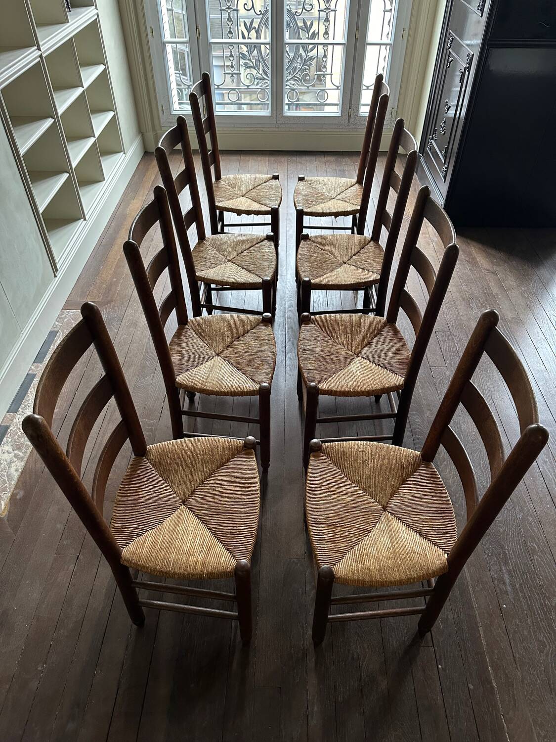 8 wooden chairs - 1950s