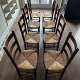 8 wooden chairs - 1950s