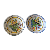 Pair of plate in decor flower decor Longchamp Vallauris