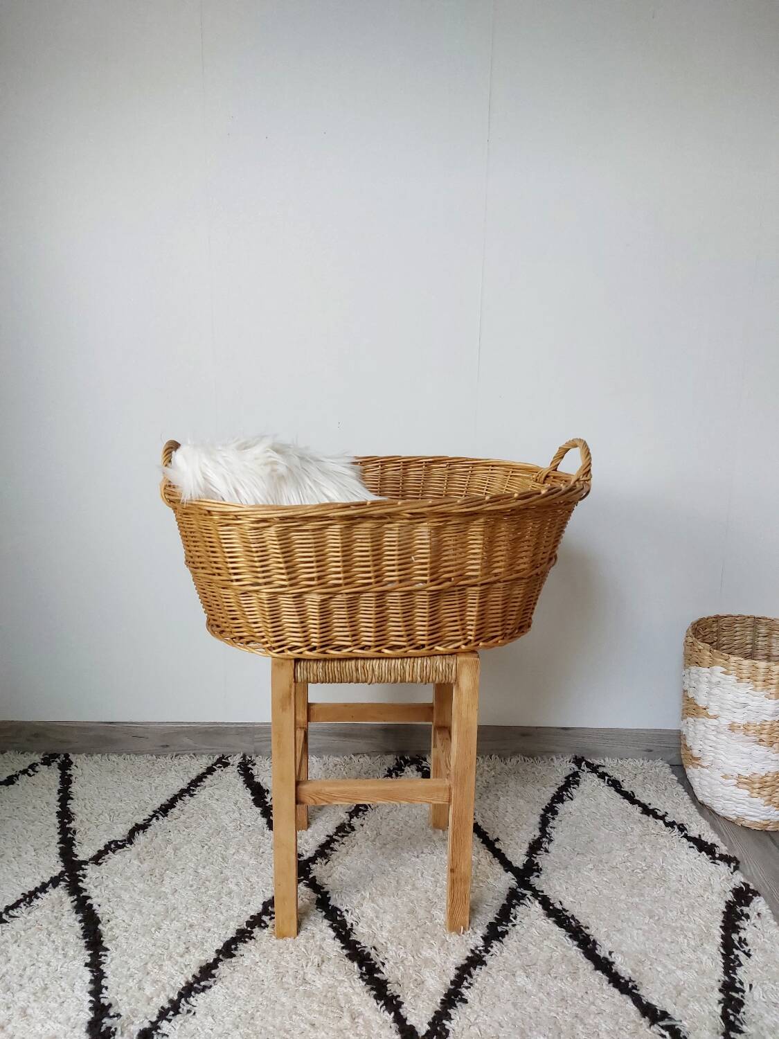 Panier a linge osier tressé