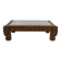 Solid oak coffee table carved with fauns and gray marble top, France, circa 1940