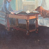 "Face to face with my dog", original oil on canvas