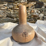 Wooden vase, brutalist, wabi-sabi, vintage craftsmanship.