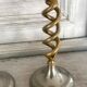 Pair of twisted brass candle holders