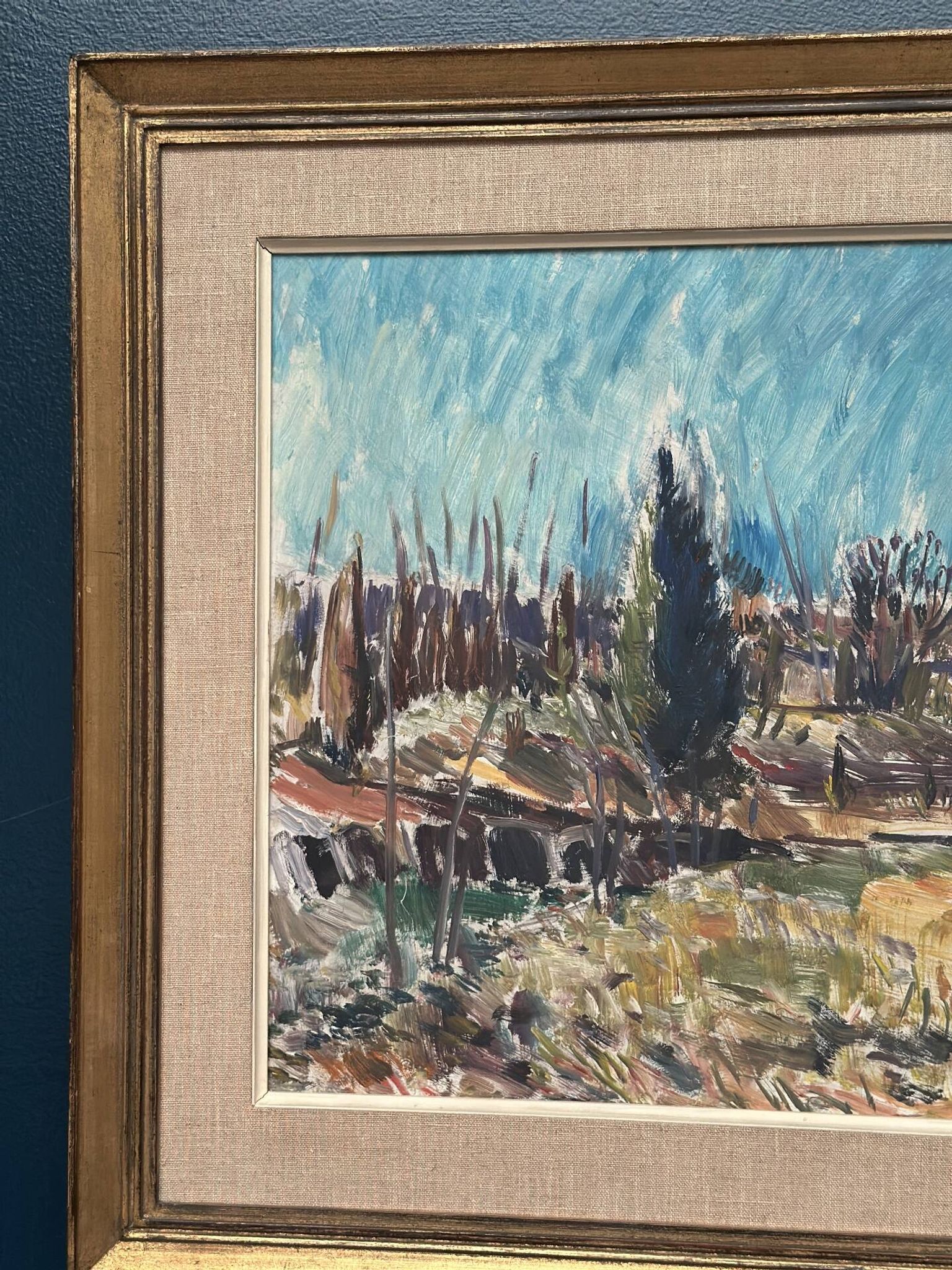 Huile sur toile originale suédoise – « Paysage » par Arvid Herbert