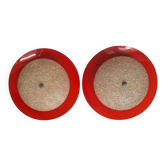 Pair of Rare Mid Century Red Wall or Ceiling Lamps, Germany, 1970s