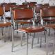 8 vintage tubular chrome and skai chairs, 1970